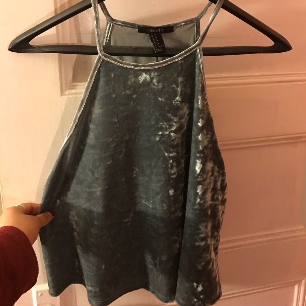 Metallic velvet Blue/Gray top