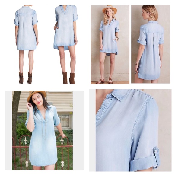 🆕Anthropologie Cloth & Stone Chambray Dress. NWOT - Picture 2 of 4