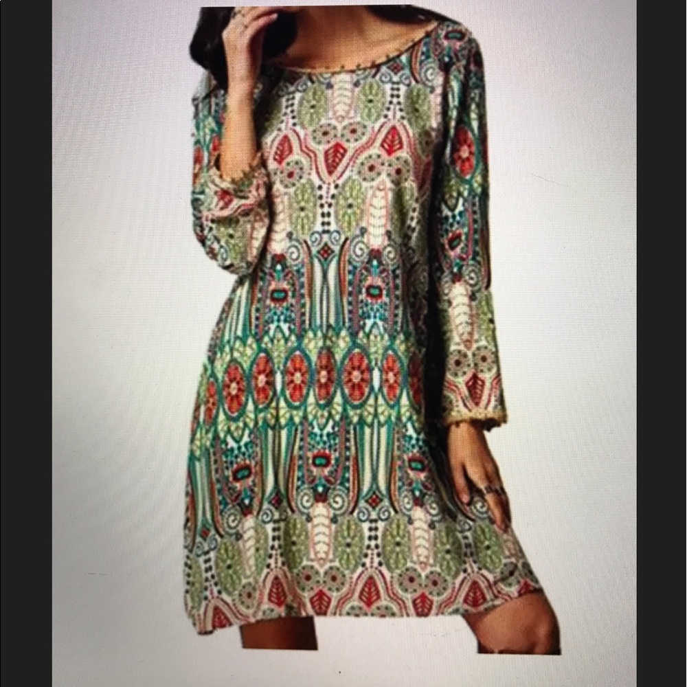 🎉HP🎉 NWT ETHNIC STYLE TRIBAL PRINT TASSEL DRESS