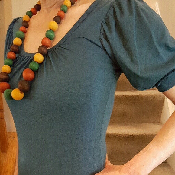 Colorful Wood Beaded Necklace - Picture 4 of 4