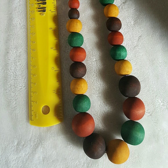 Colorful Wood Beaded Necklace - Picture 2 of 4