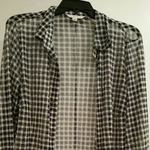 Cabi blouse/button down. Stretchy navy and white