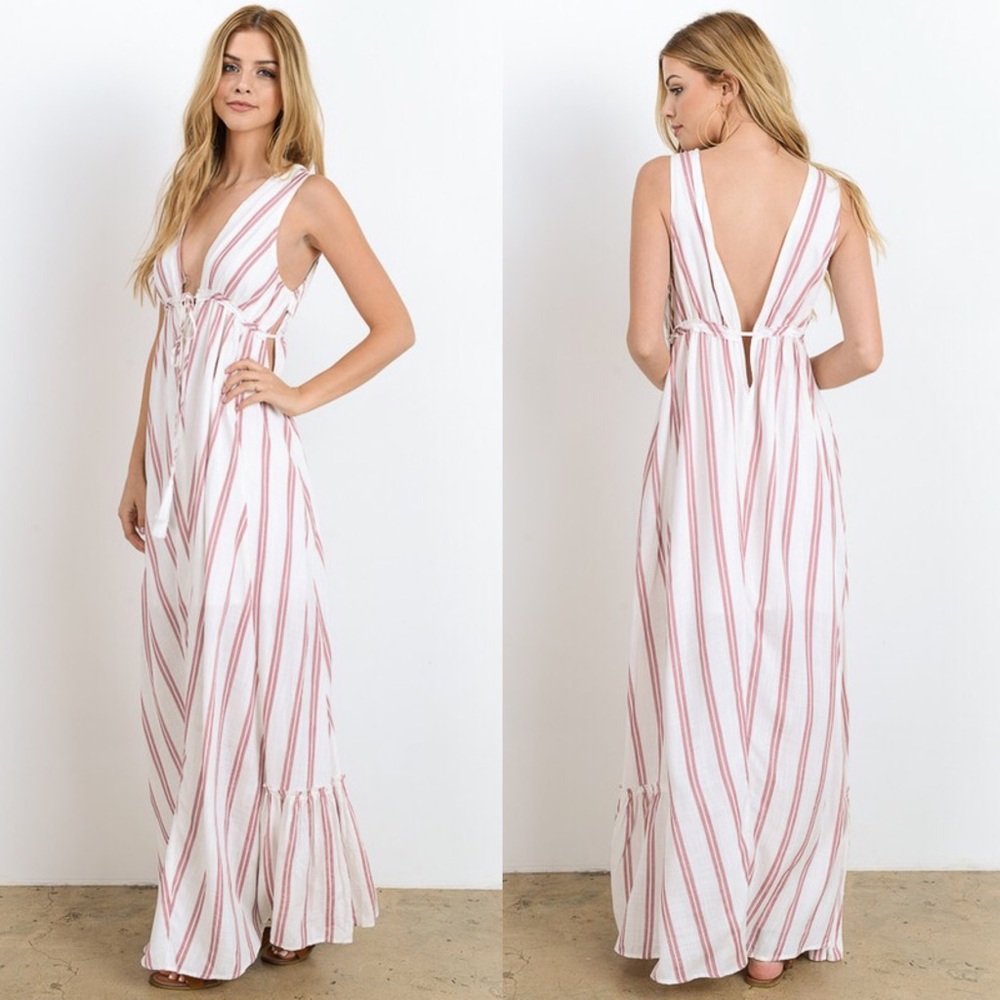 🆕MACIE striped maxi dress - ROSE - Picture 2 of 4