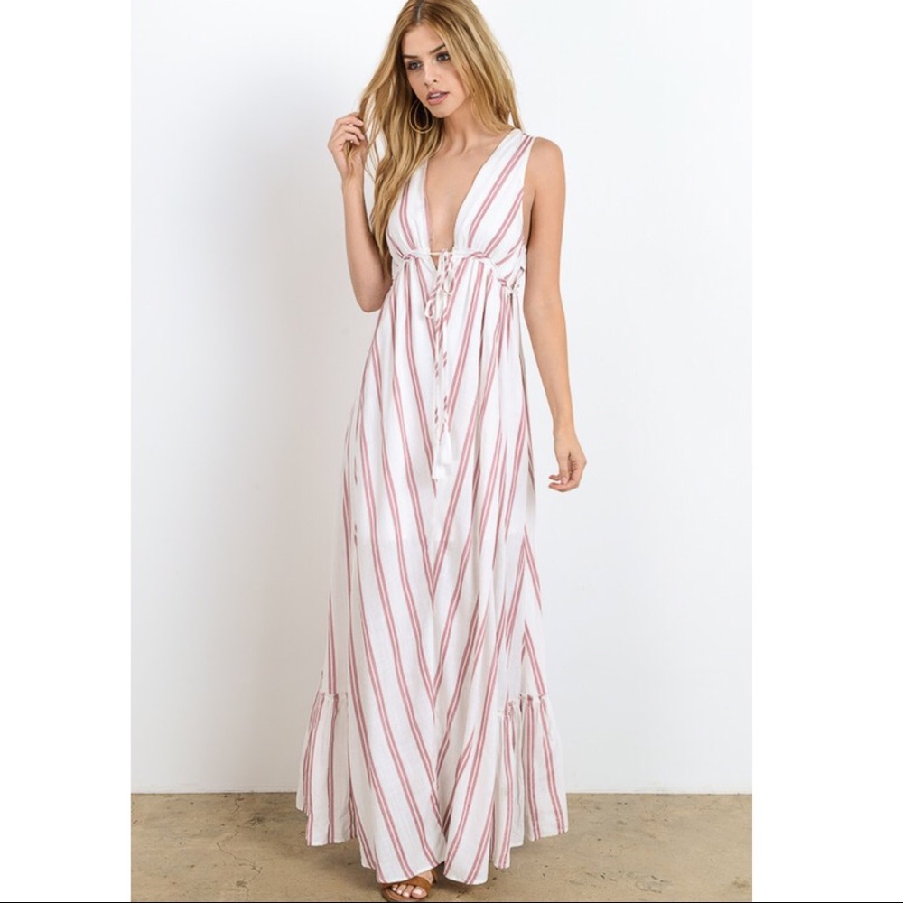 🆕MACIE striped maxi dress - ROSE - Picture 3 of 4