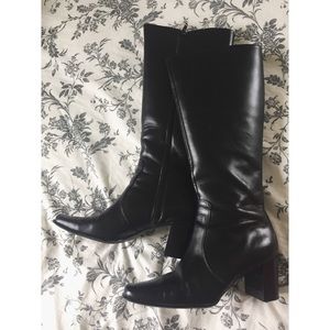 90s // Vintage Just Below Knee Black Boots