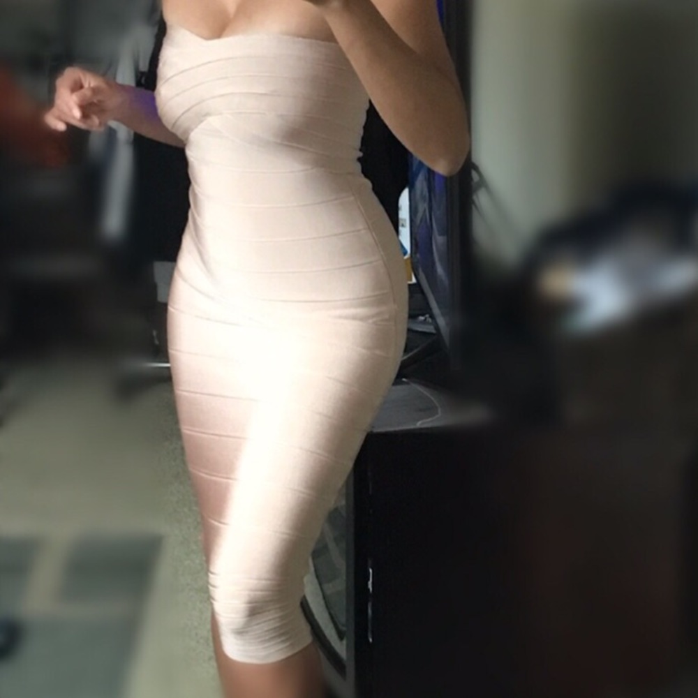 ‼️❌SOLD❌‼️BNWOT Sexy Nude Bandage Midi Dress