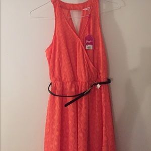 Coral lace dress