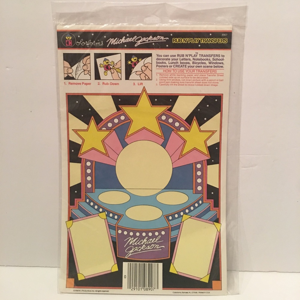 RARE NIB MICHAEL JACKSON COLORFORM   RUB-n-PLAY!! - Picture 2 of 5
