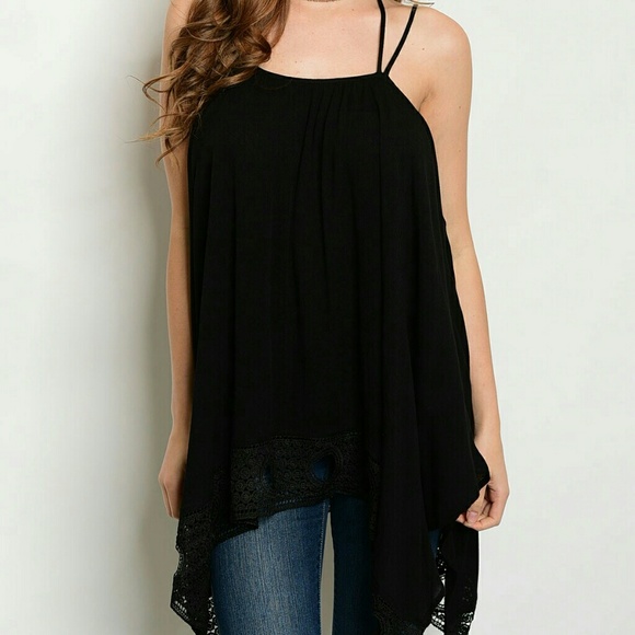 Crochet Trim Strappy Tank - Picture 2 of 5