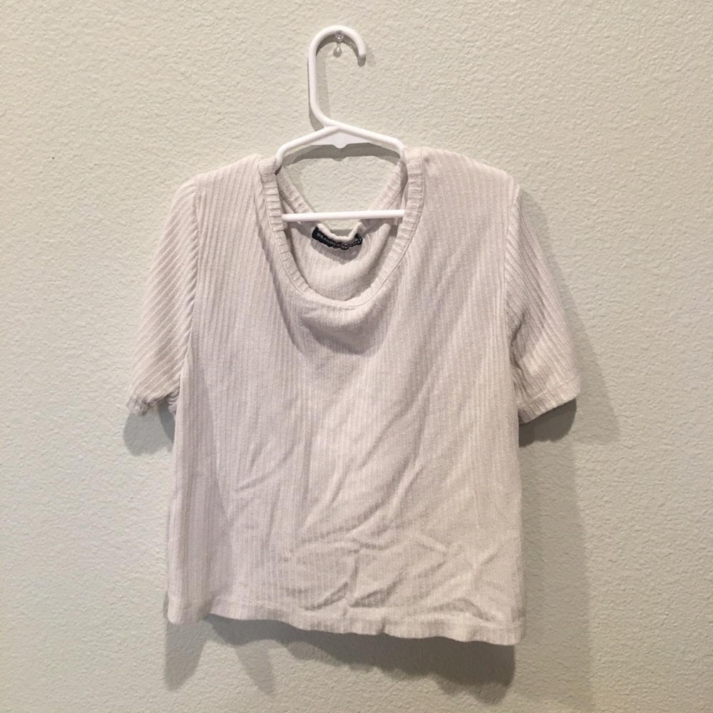 Brandy Melville White Ribbed Shirt