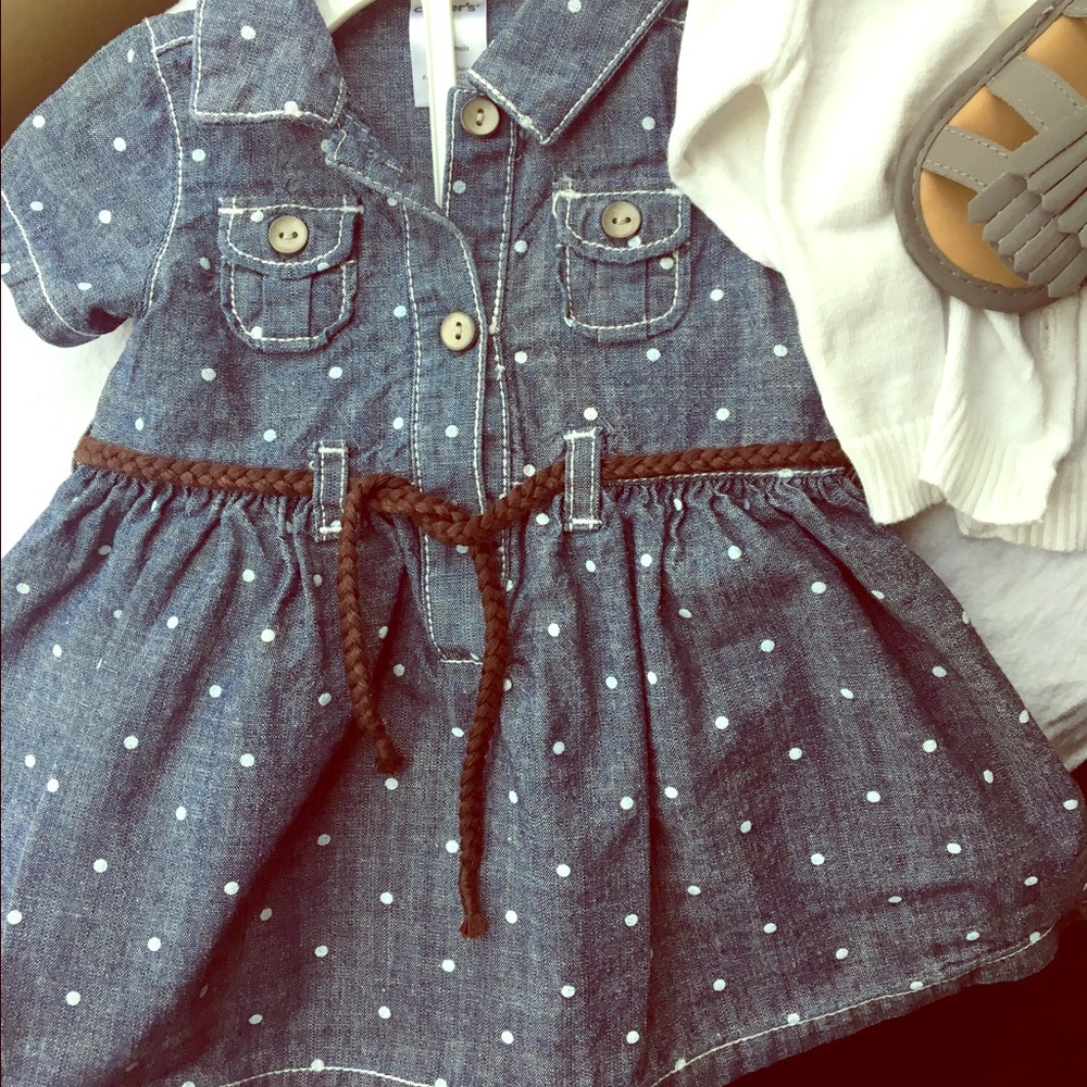 Denim dress with sweater