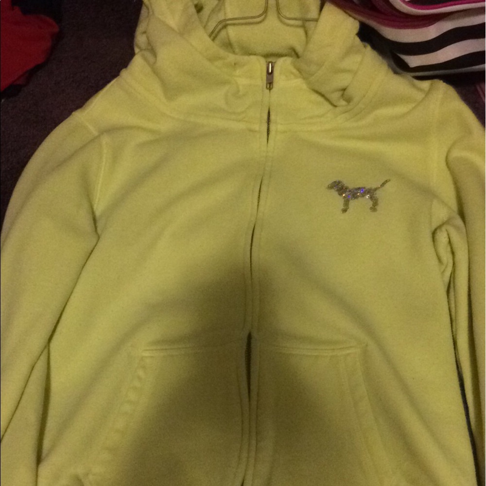 Hoodie full zip up from PINK! It's yellow