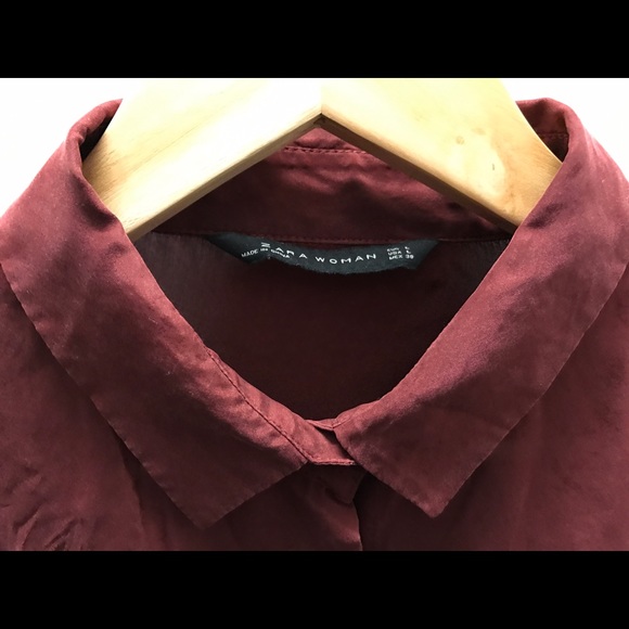Zara dark red silk shirt - Picture 2 of 4