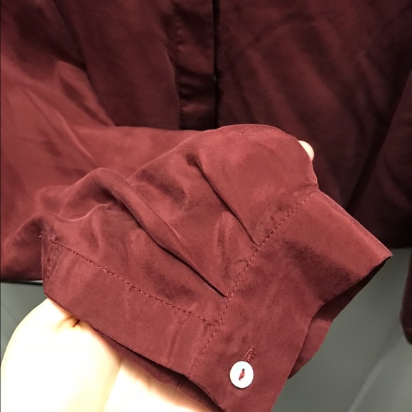Zara dark red silk shirt - Picture 3 of 4