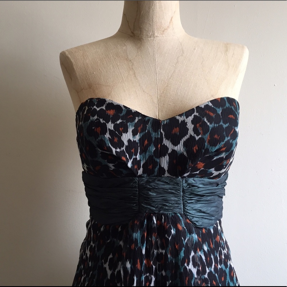 Nicole Miller Teal Leopard Print Cocktail Dress