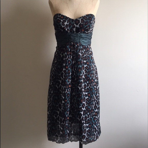 Nicole Miller Teal Leopard Print Cocktail Dress - Picture 2 of 6