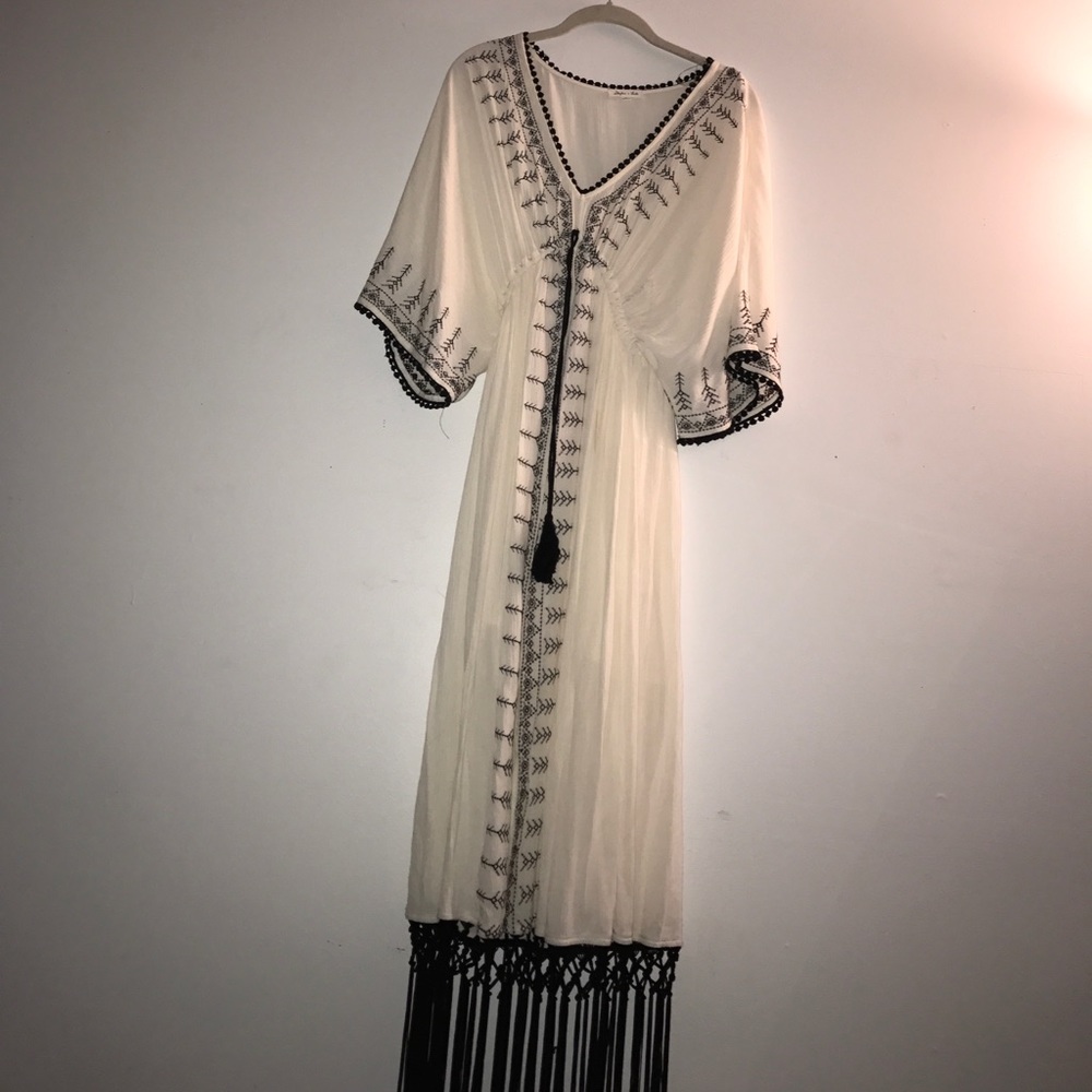 Cream and white boho dress