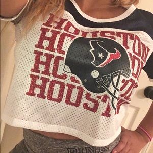 Houston TEXANS Football Crop Glitter Jersey Small