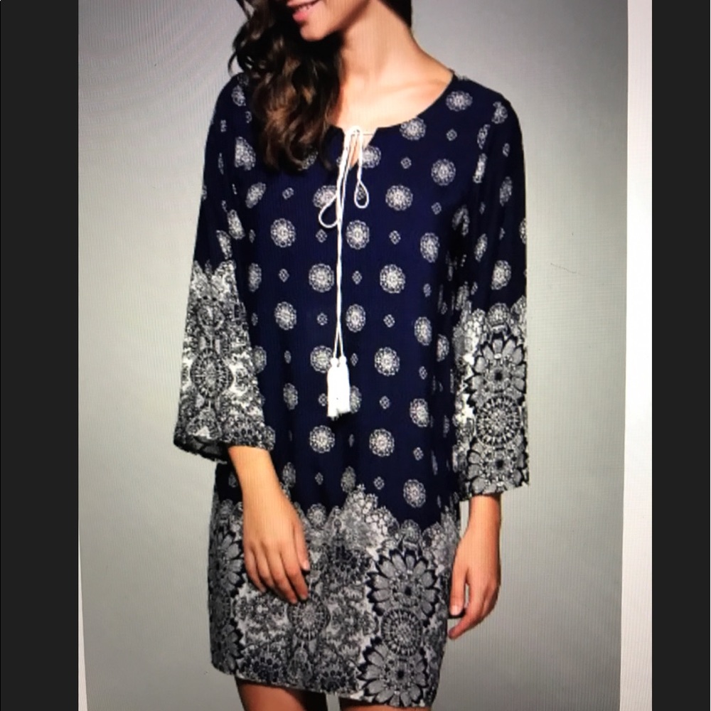NWT TRIBAL PRINT EMBELLISHED LOOSE DRESS