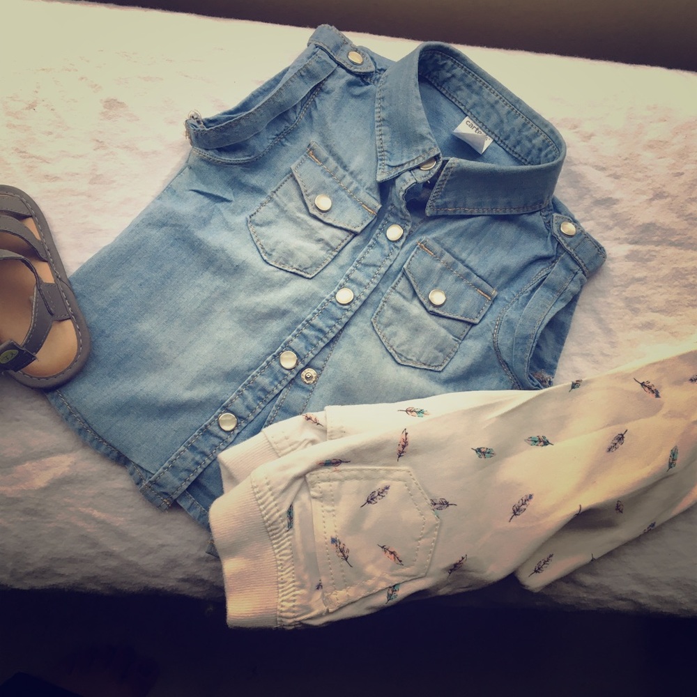 Denim shirt and jeans