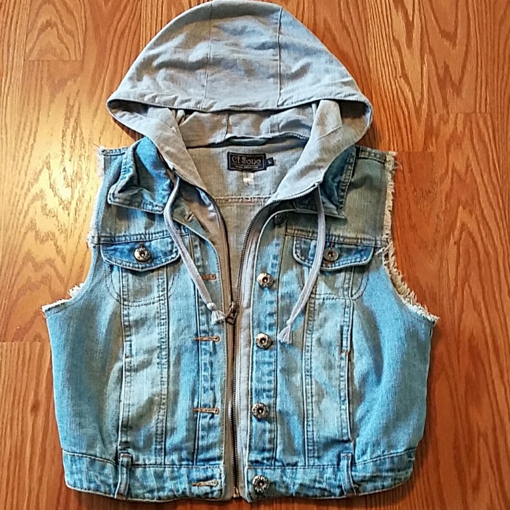 Hooded Jean Vest NWOT