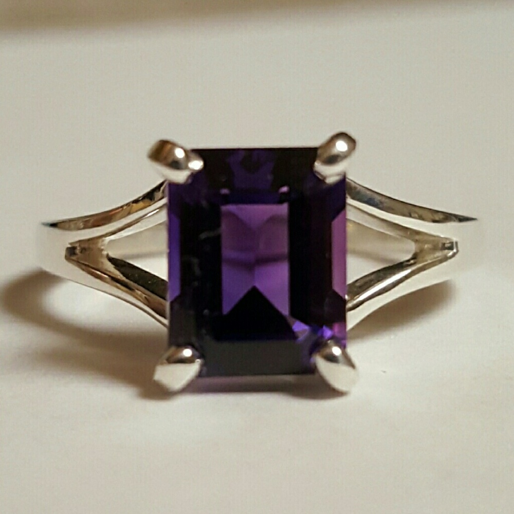 SOLD - handmade Sterling and Amethyst ring, Sz 7