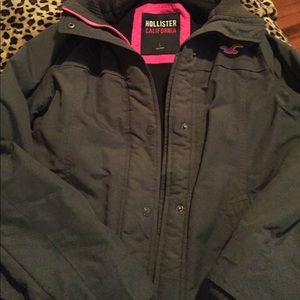 Hollister gray and and pink jacket