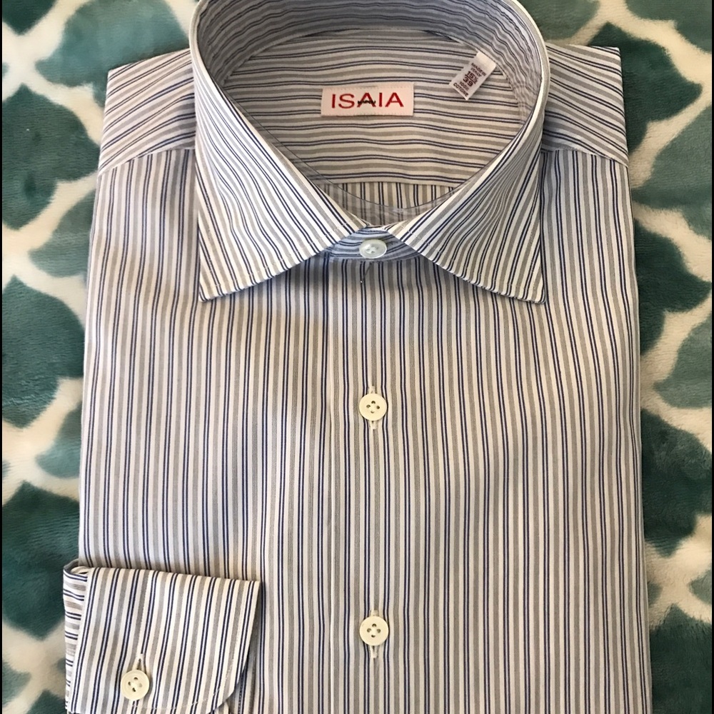 New Isaia Dress Shirt 15.5 Italy hand made $525