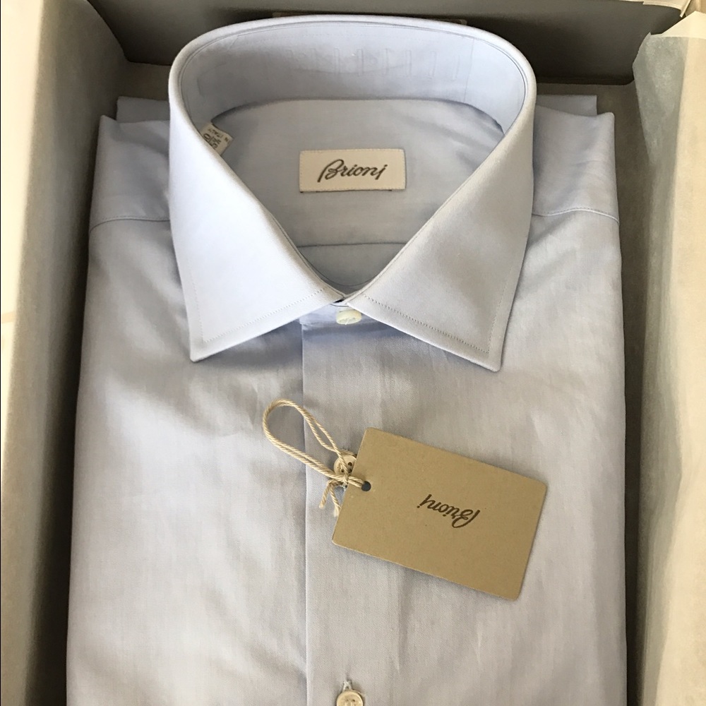 NWT Brioni 15.75 pearl blue trim fit shirt