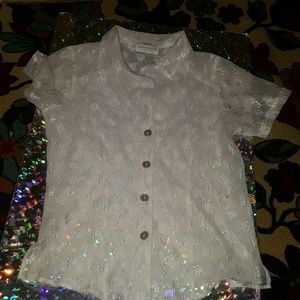 90s Y2k Lace Button down top