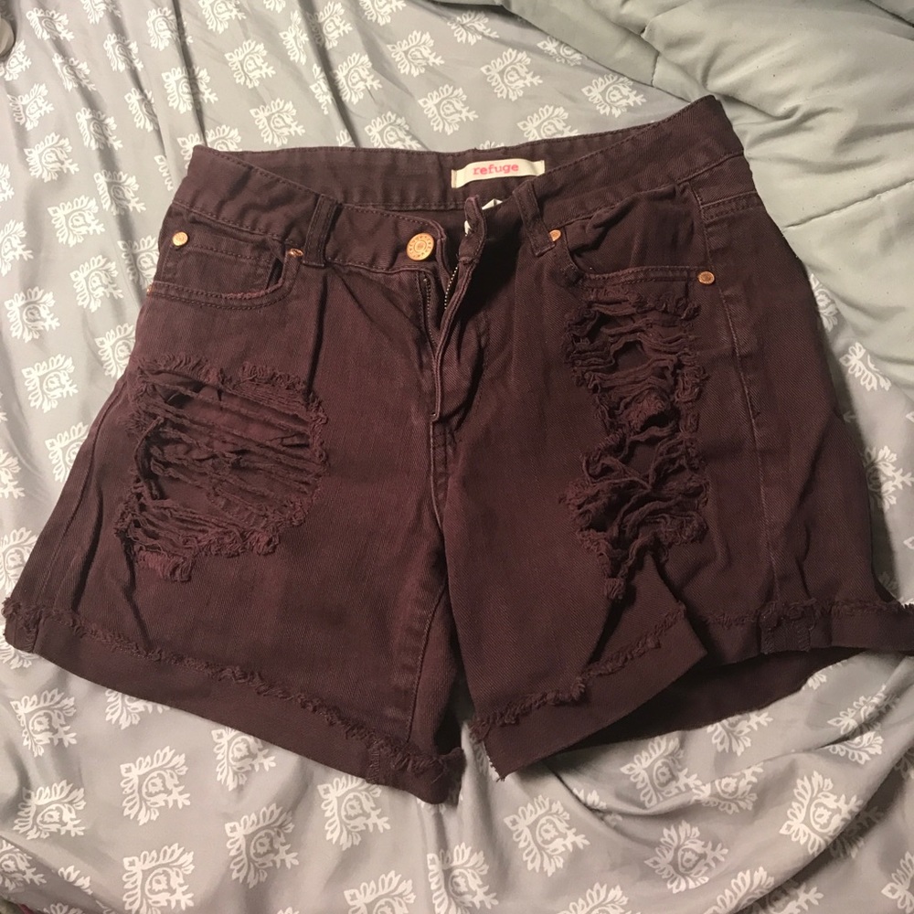 Maroon ripped shorts size 0