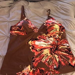 Brown tankini swim suit top