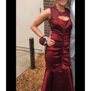 Burgundy mermaid prom dress