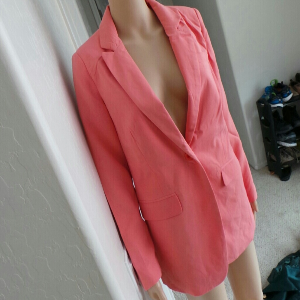 🆕Beautiful Coral Long length boyfriend Blazer - Picture 5 of 8