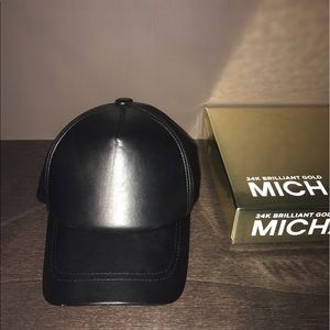 Black faux leather cap!