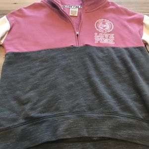 Pink high-low half zip