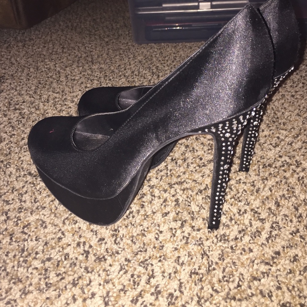 Rhinestone studded platform heels