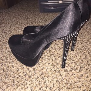 Rhinestone studded platform heels