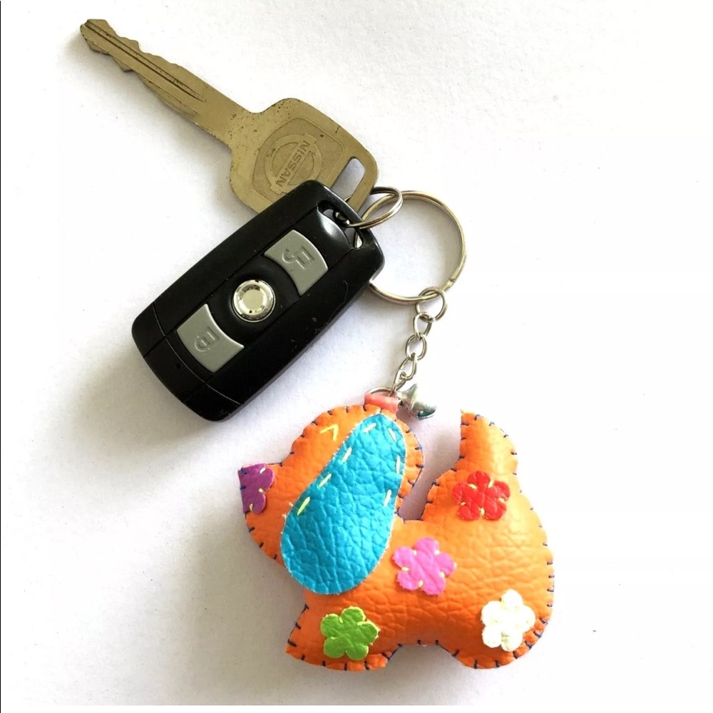 🐾COLORFUL LEATHER DOG KEY CHAIN PURSE RING FOB!🛍