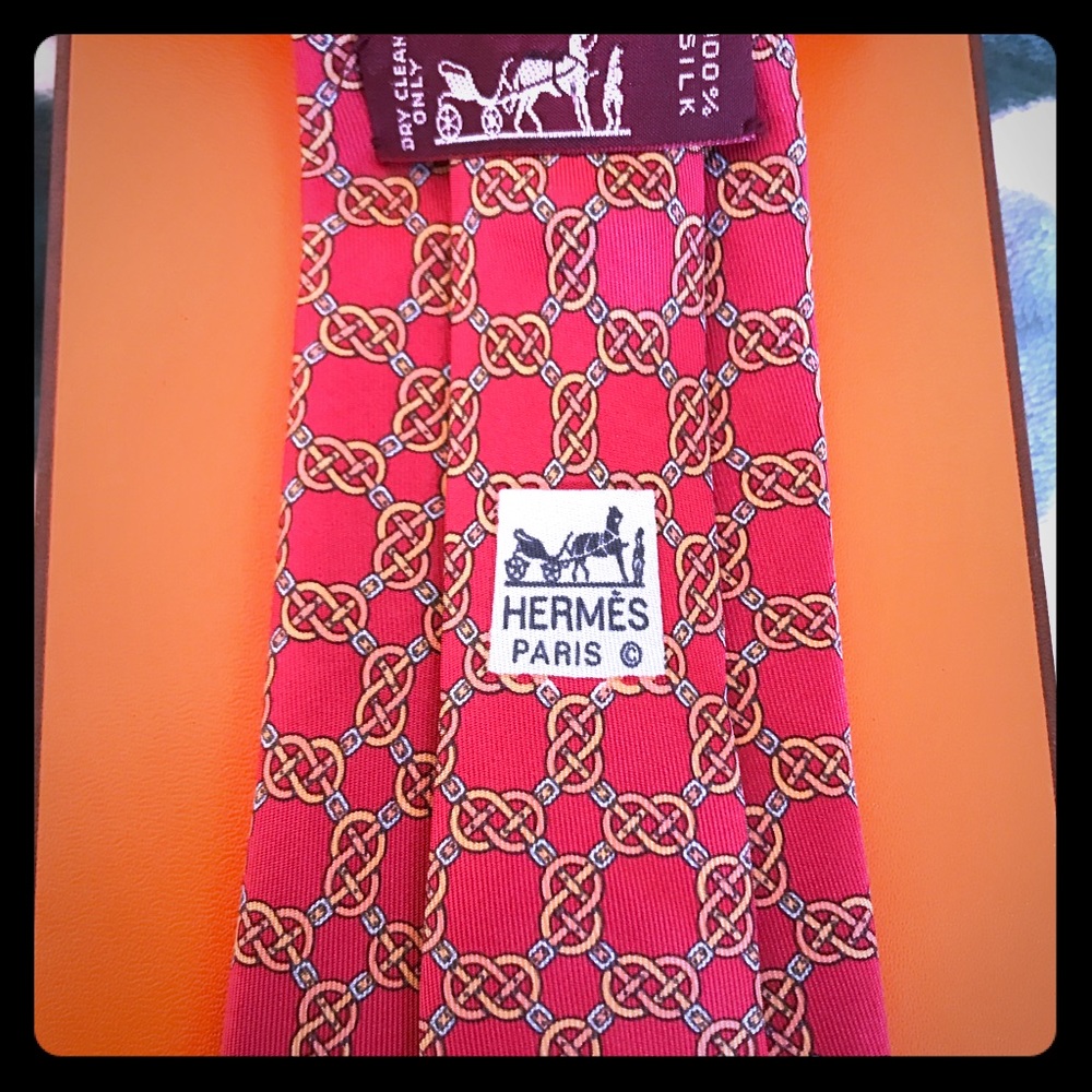 SOLD New in Box Hermes red - orange Geometric tie