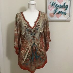 One world long sleeve blouse size L