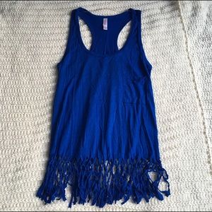 CLOSET CLOSING! Fringe royal blue tank top