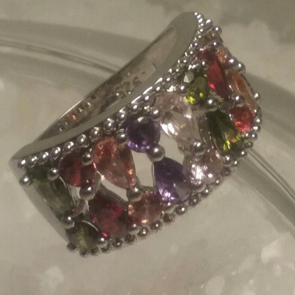.925 stamped multi-gemstone ring 8,9 - Picture 4 of 7