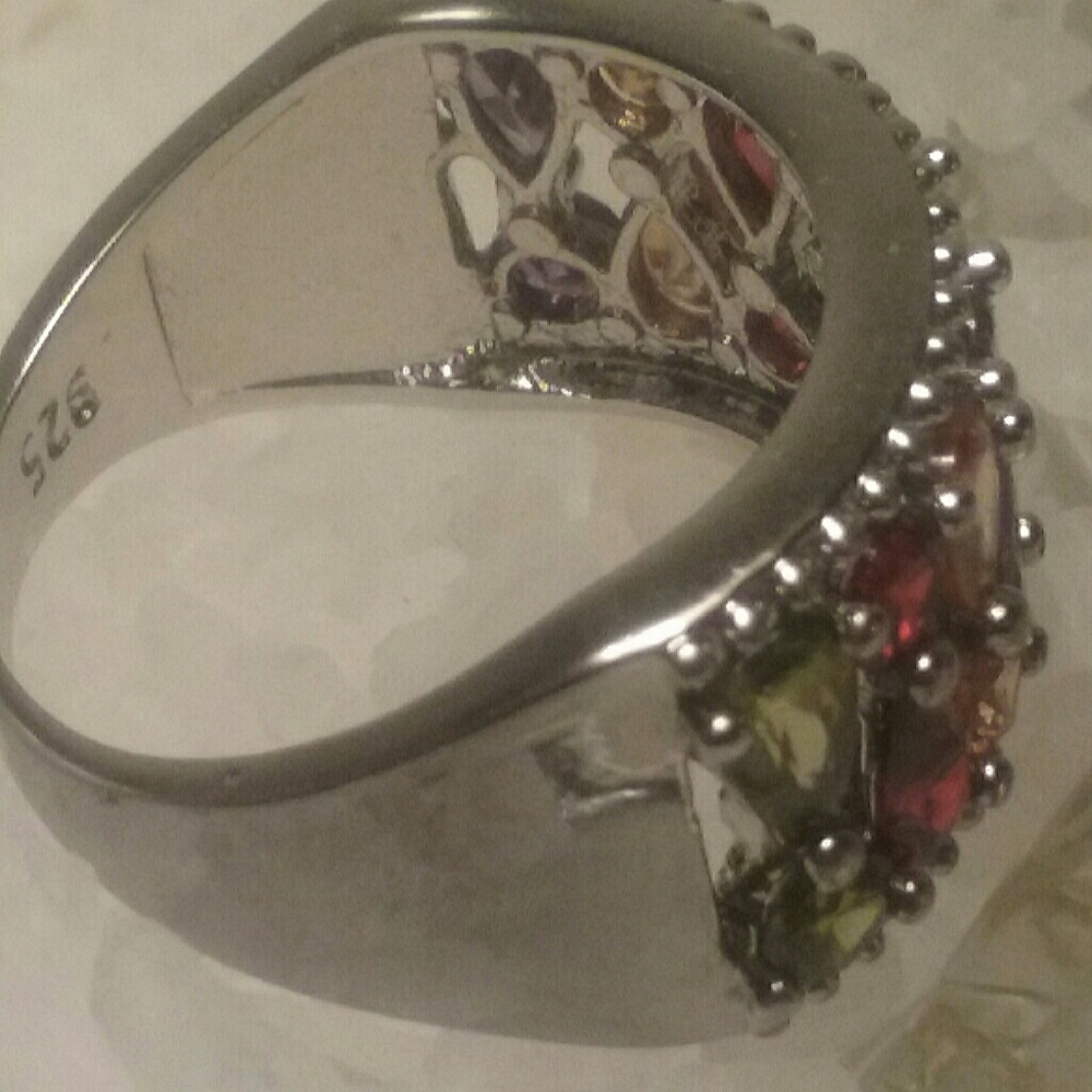 .925 stamped multi-gemstone ring 8,9 - Picture 5 of 7