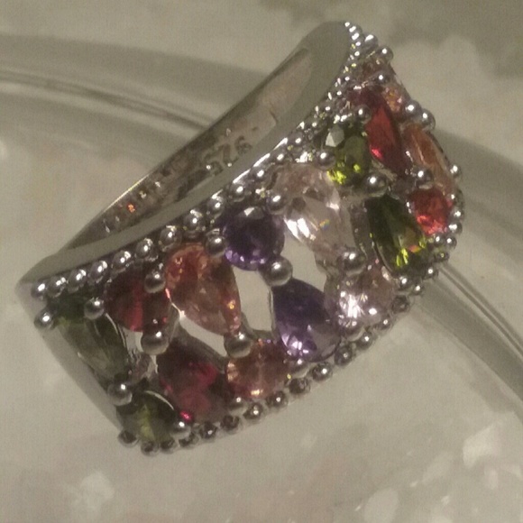 .925 stamped multi-gemstone ring 8,9 - Picture 4 of 7