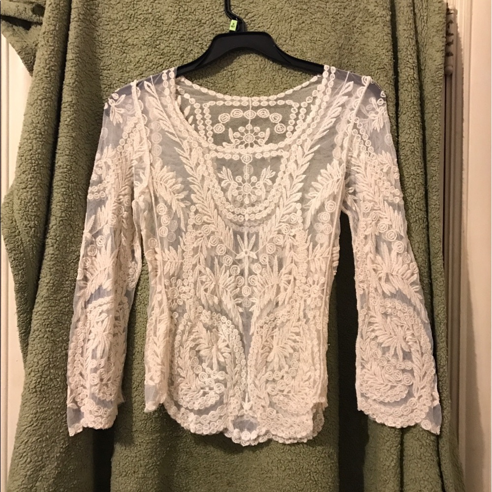 Beautiful cream lace and sheer top