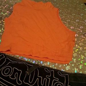 90s orange mockneck crop top Sporty Spice inspired
