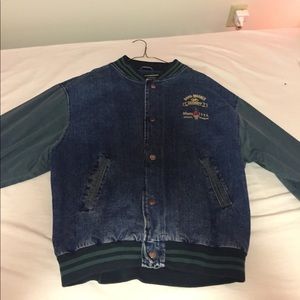 An incredibly dope denim and canvas coat