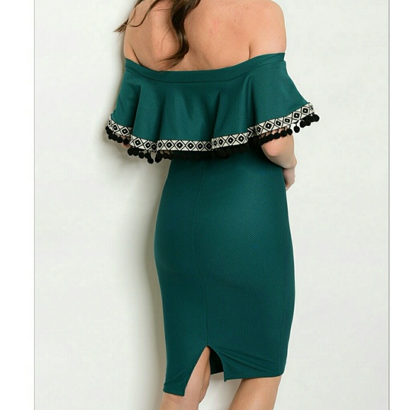 Last one! Off Shoulder Dress Midi Pom - Picture 2 of 6