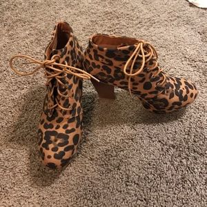 Cheetah print platform booties